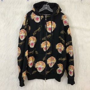 Rare Ed Hardy Tiger Print Hoodie